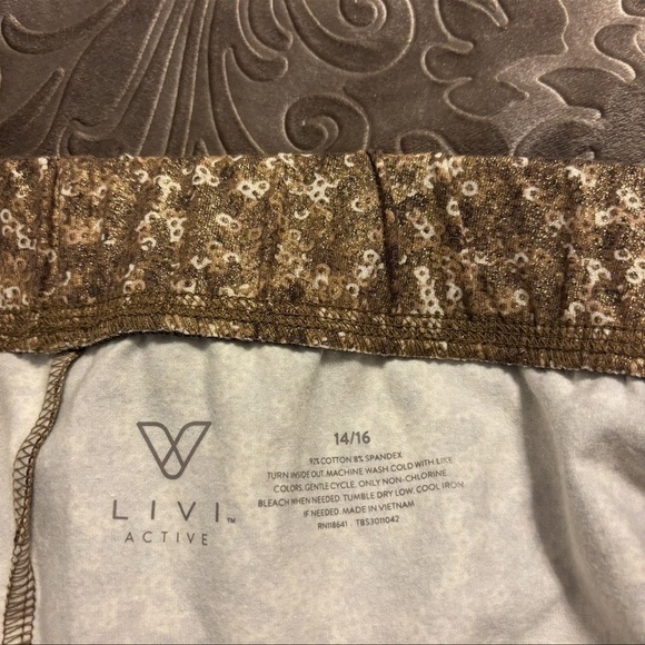 LIVI ACTIVE LEGGINGS 14/16 GOLD, SILVER AND WHITE SHIMMER EXCELLENT CONDITION - Picture 4 of 6